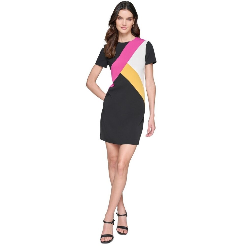 KARL LAGERFELD PARIS Petite Colorblocked Sheath Dress Black Size 14P MSRP $149